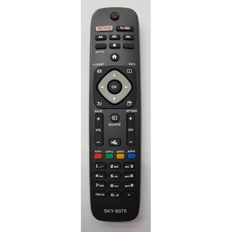Controle Remoto Para Smart TV Philips LED FBG SKY 8075 LE7516