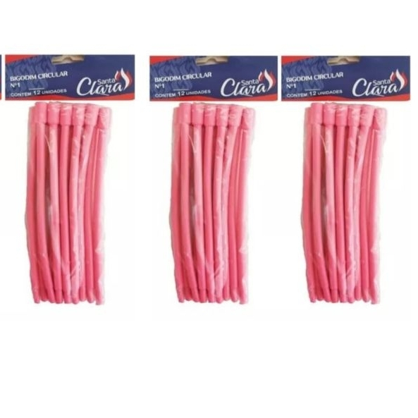 BIGUDIM BIGODINHO PARA CACHEAR CABELO Nº1 KIT 36 UNIDADES NA COR ROSA
