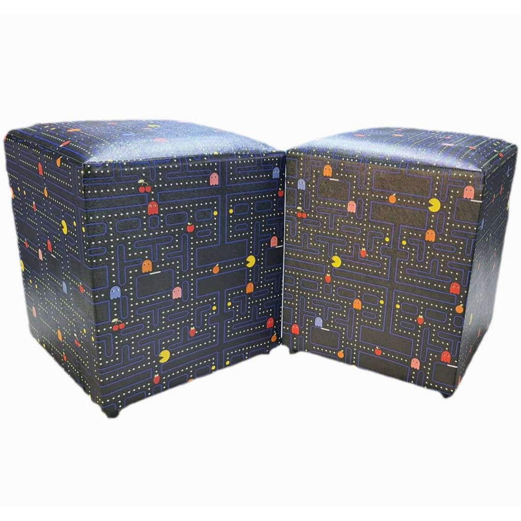 Puff Quadrado Banqueta Decoração PAC Man kit com 2 unidades