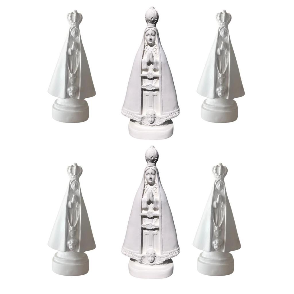 kit 4 Nossa Senhora Aparecida 16cm 2 Nossa Senhora Aparecida 20cm em gesso cru