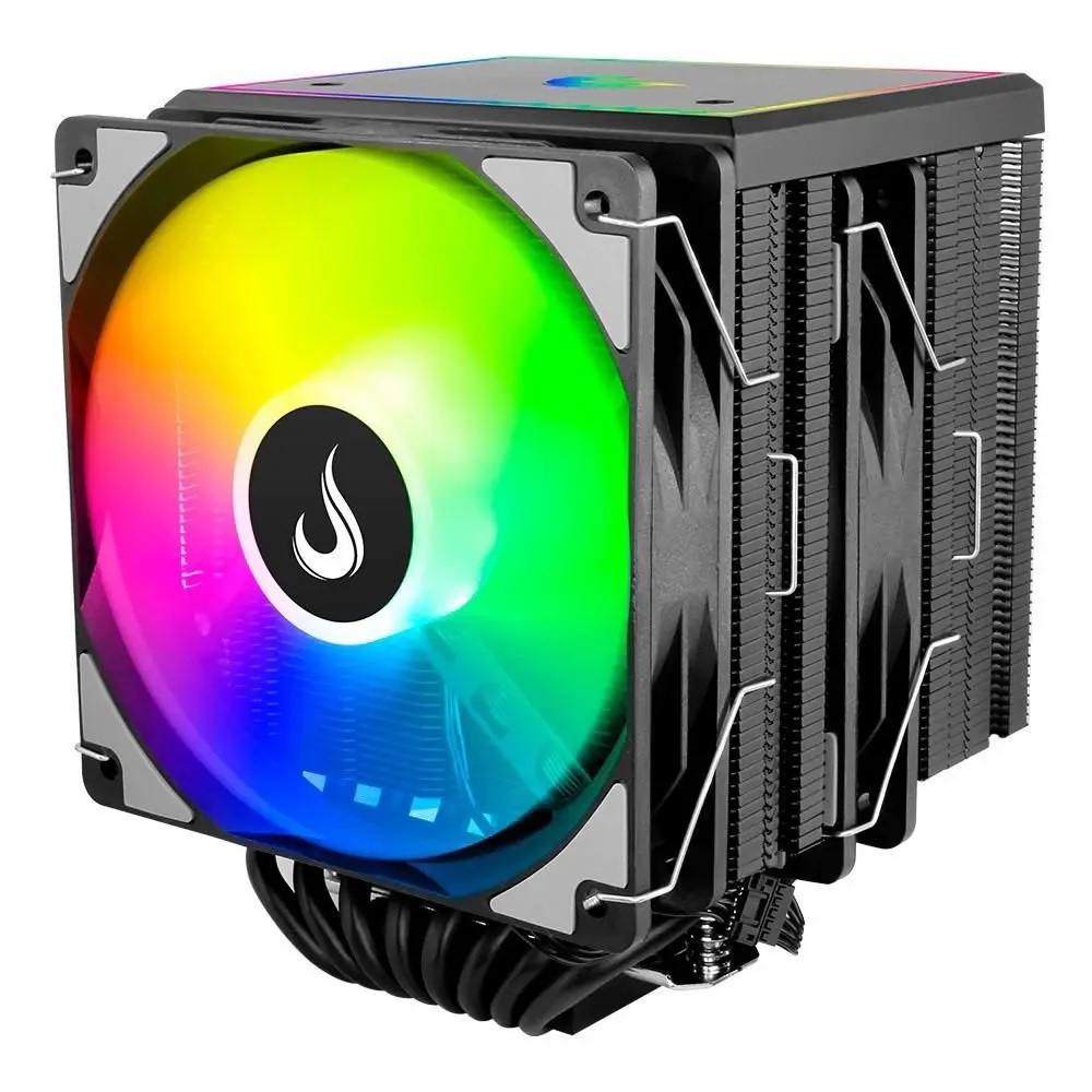 Cooler Gamer 280w | Rise Mode Storm 8 Black ARGB 8 Heapipes P/ Processador Intel Lga 1700 2011 1155  e AMD Ryzen AM4 AM5