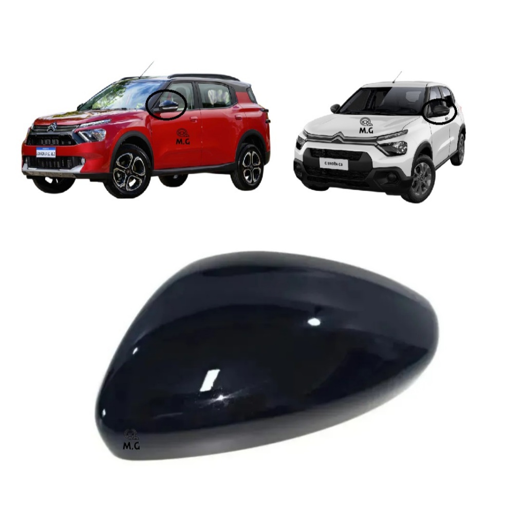 Capa Retrovisor Citroen Novo C3/ C3 Aircross Black Piano Lado Esquerdo