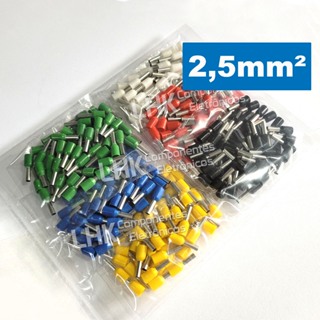 Kit Terminal Tubular Ilhós E2508 2,5mm Pré Isolado com 6 cores em Oferta na Shopee