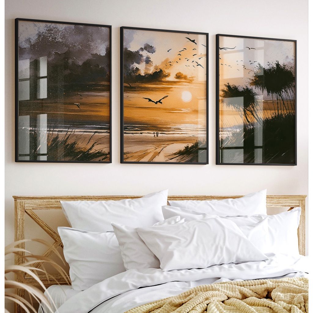 Quadro Paisagem Decorativo Quadro Com Moldura E Vidro Para Quarto Casal Quadro P