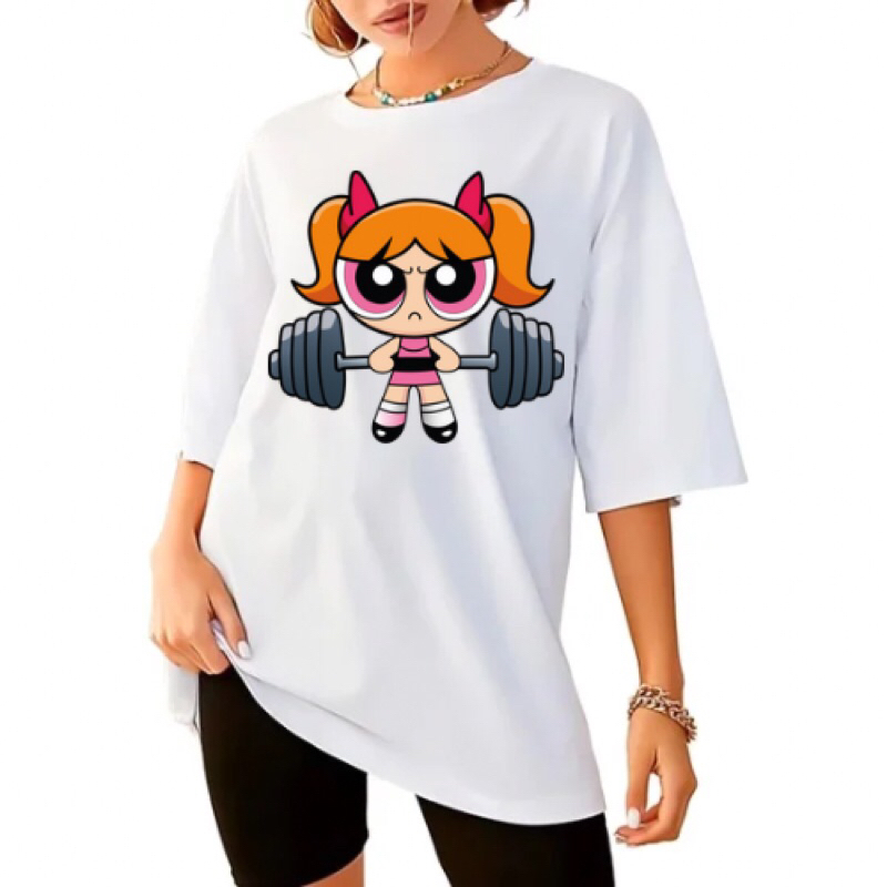Camiseta Estilosa para Academia Academia top Fitness T-shirt As Meninas Super Poderosas Camisa Treino Streetwaer OFERTA