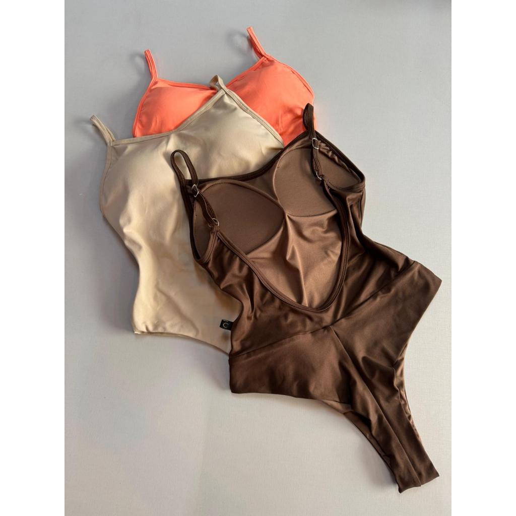 Body Maio Feminino Alça Fina Collant Cavado Liso Poliamida com Bojo em Oferta na Shopee