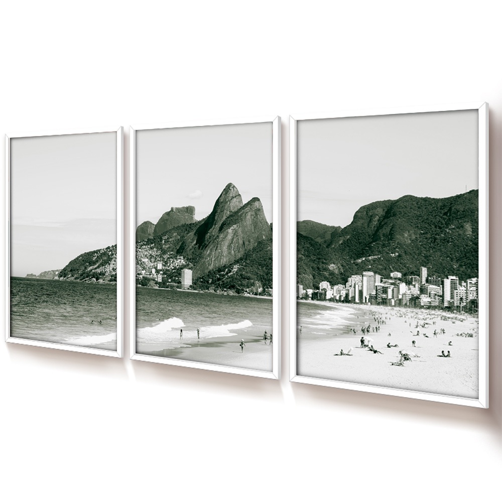 Quadro Decorativo Sala Com Moldura Quadro Rio De Janeiro Praia Quadro Preto E Branco Para Sala Trio — imagem 2 de 2