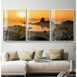 Quadro Rio De Janeiro Grande Quadro Com Moldura E Vidro Quadro Sala Com Moldura Trio Pão De Açúcar