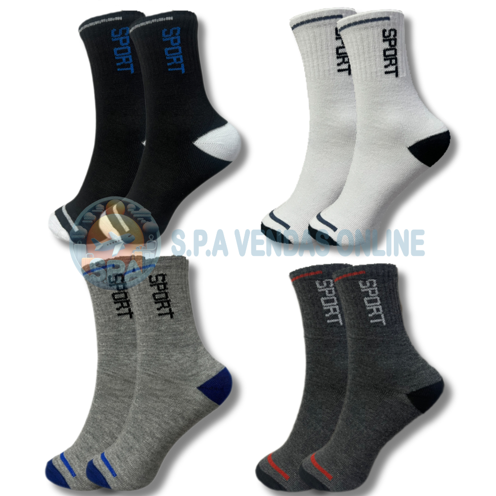Kit Meias Cano Longo Mescladas Alta Durabilidade 3 a 24 Pares em Oferta na Shopee