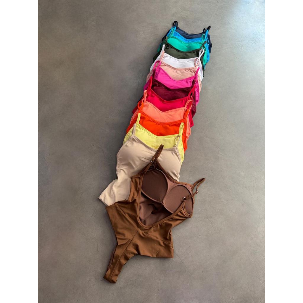 Body Maiô Feminino Alça Liso Com Bojo Fio Duplo 2025 Poliamida em Oferta na Shopee