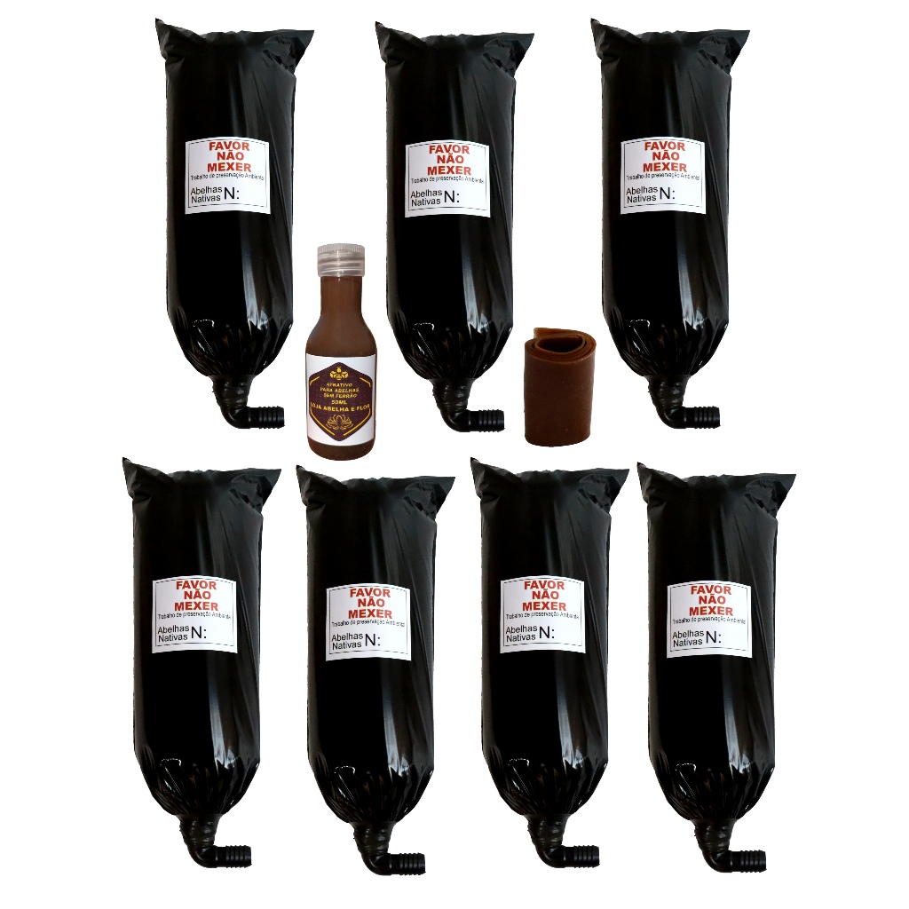 7 Isca Para Capturar Enxames De Abelhas Sem Ferrão Jataí Iraí Mirim Marmelada 50 ml de atrativo 1 rolinho de cera