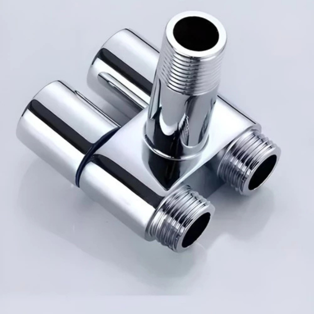 Registro Duplo Válvula Dupla Saída De Água 100% Metal Inox Ducha Banheiro Vazo