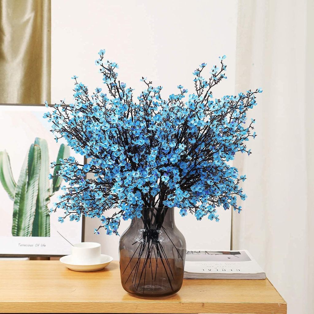 Ramo de Cerejeira Azul Flores Artificial Floral Folhagem P/ Decoração Festas - A-503 em Oferta na Shopee