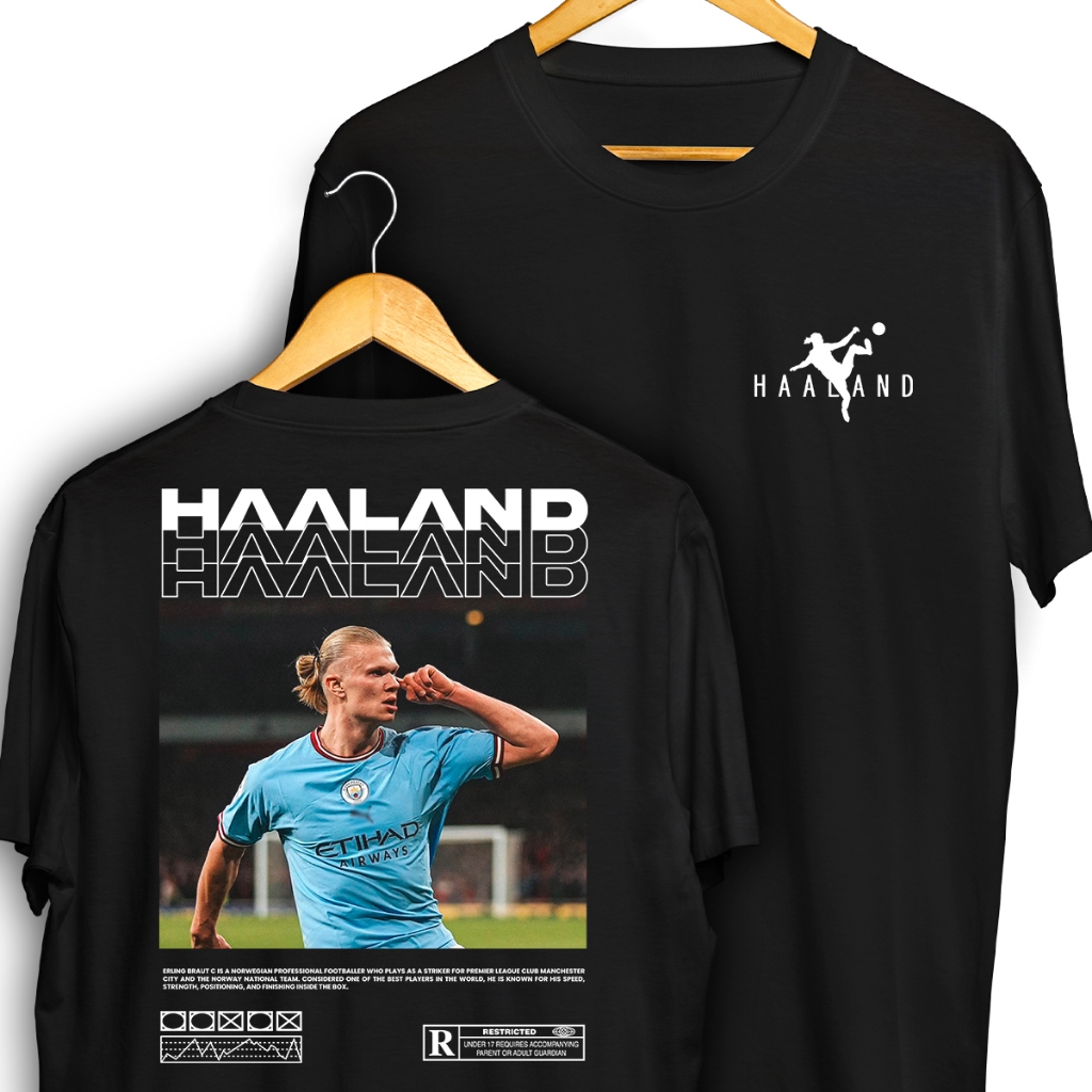 Camiseta Haaland City Frente e Verso Lateral Streetwear Blusa Camisa Futebol 100% Algodão