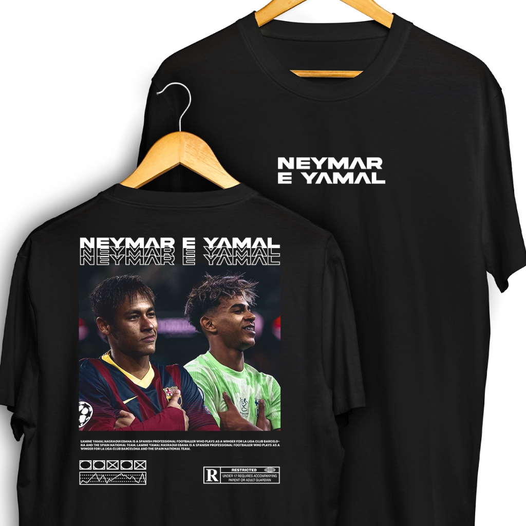 Camiseta Neymar Jr Njr Lamine Yamal Visca Barça Frente e Verso Streetwear Blusa Camisa Futebol 100% Algodão