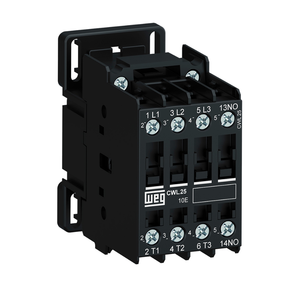 Contator Tripolar WEG CWL 25.10.30 10A 220V CA Curva C Alta Interrupção 25kA Trifásico