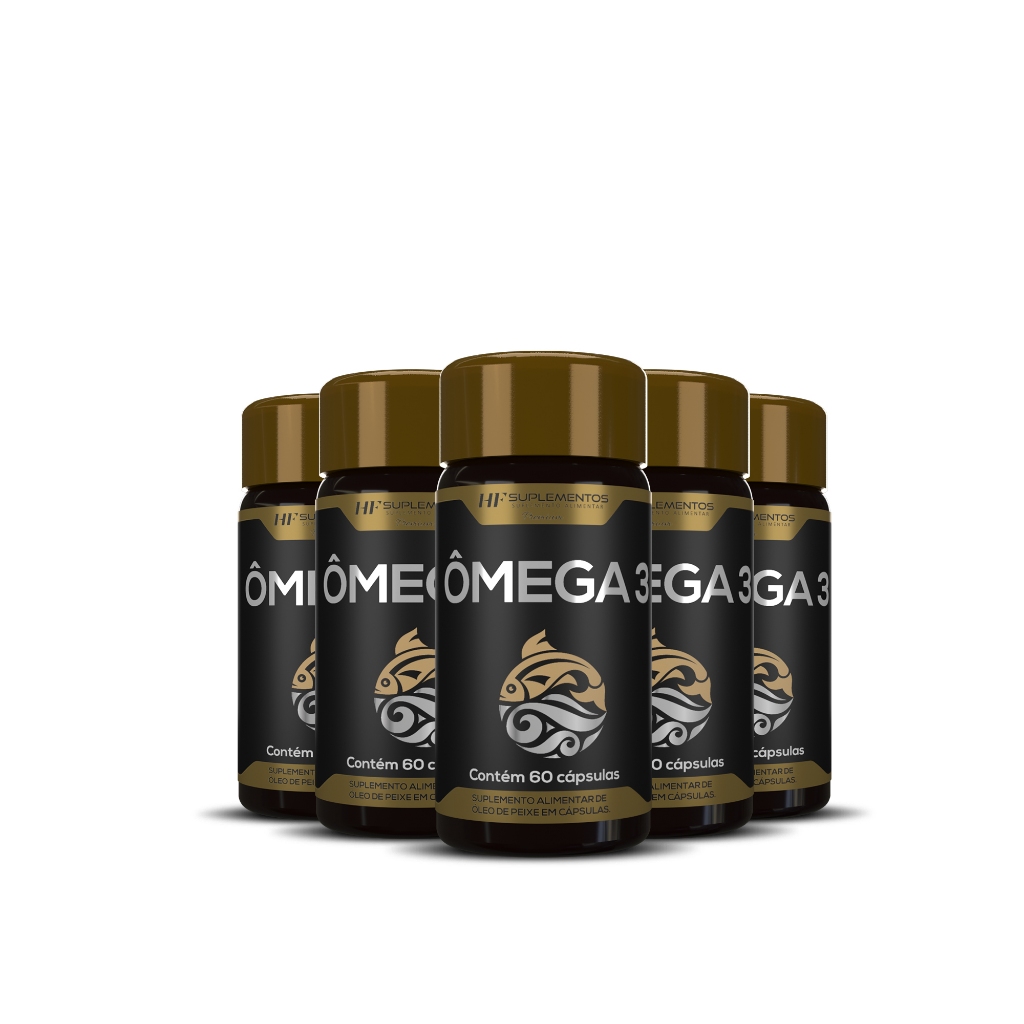 5x OMEGA 3 OLEO DE PEIXE PREMIUM 60CAPS 1400 MG HF SUPLEMENTOS