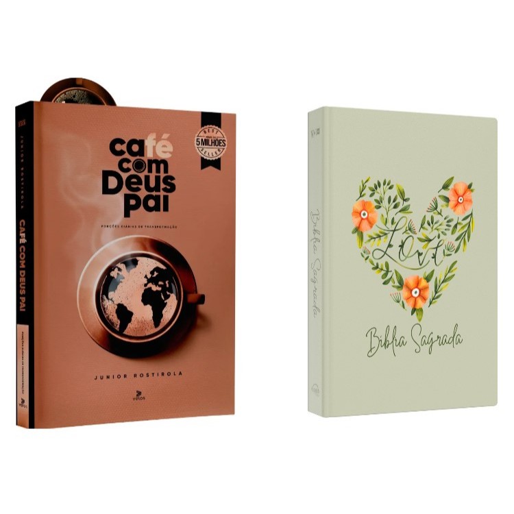 Kit Café com Deus Pai 2025 + Bíblia Sagrada | NVI | Coração Flores - Books & Magazines