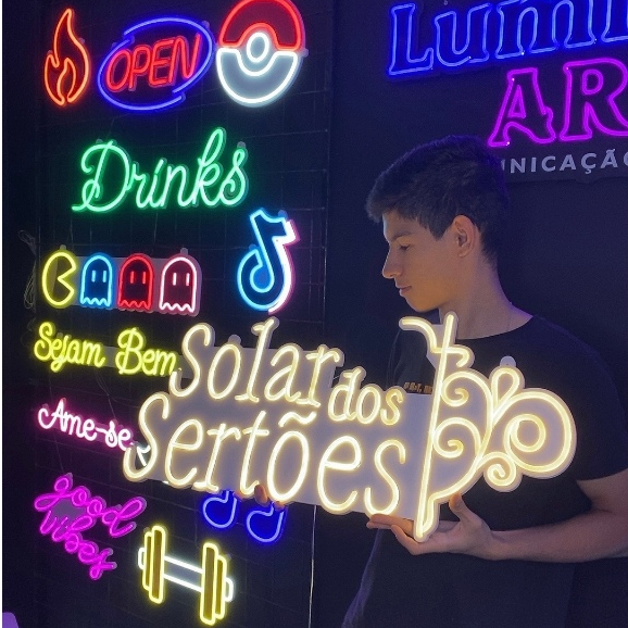 Placas Neon Led luminosas personalizadas para todo tipo de ambiente fita neon em Oferta na Shopee