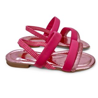 Sandália Rasteira Feminina Infantil/Juvenil Tiras Soft com Brilho Traseiro Elástico Calce Fácil
