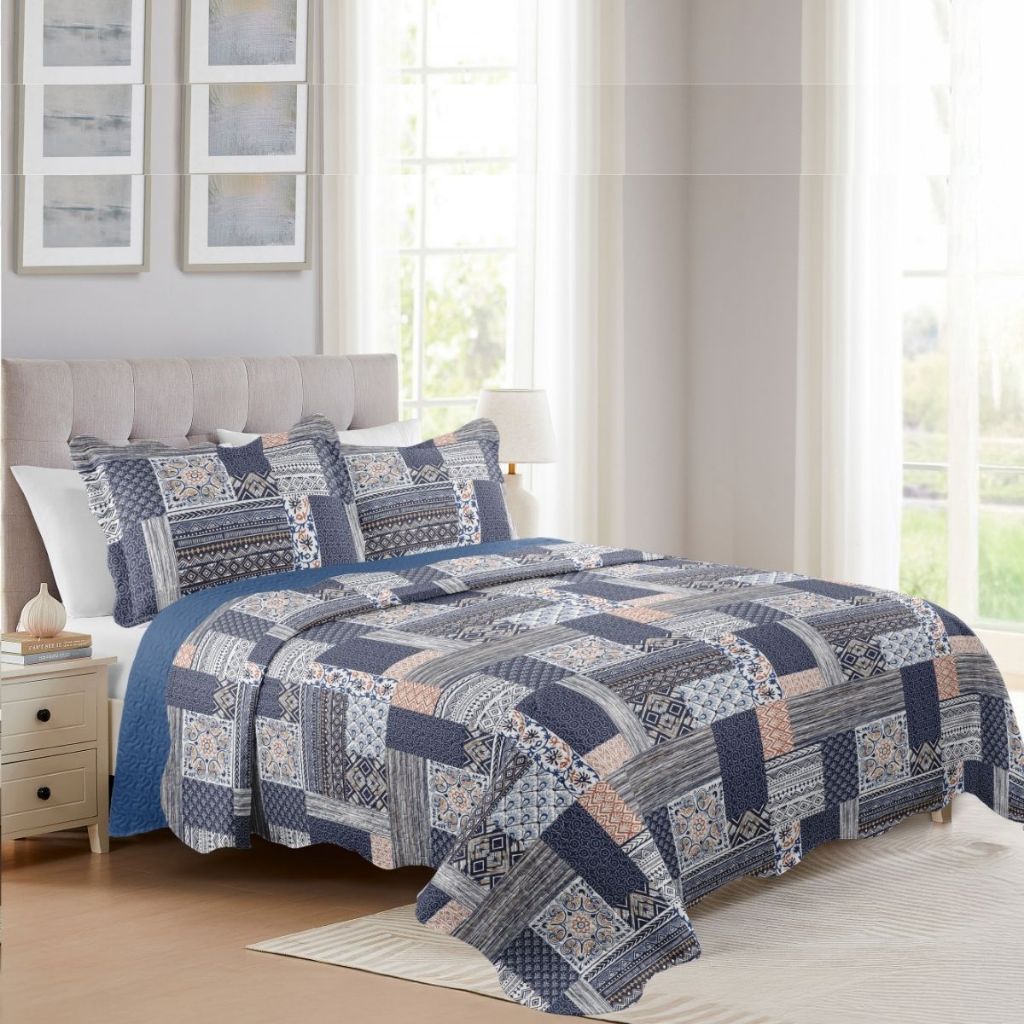 Colcha Premium Casal 3 Estampada Peças Moderna 400 Fios Macio Mikasa - 3 Peças em Oferta na Shopee