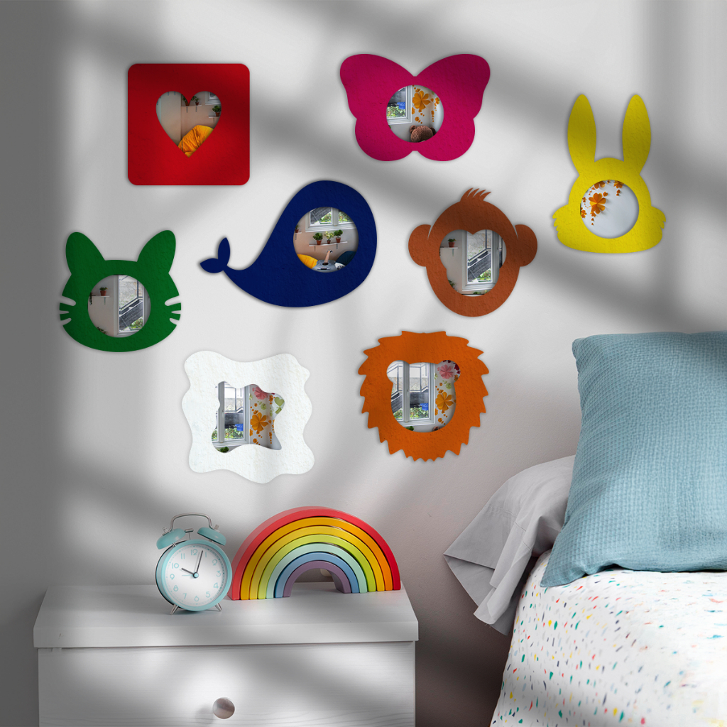 Espelho Infantil Coleção Cores 25x25cm p Quarto de Criança Menino Menina Animais Bebê Decoração Kids em Oferta na Shopee