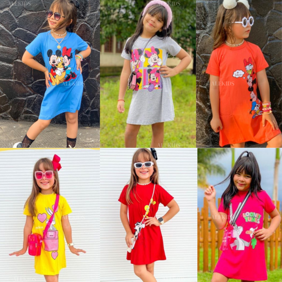 Vestido Camisão Infantil Menina 100% Algodão Vários Modelos Para Festa Luxo Premium