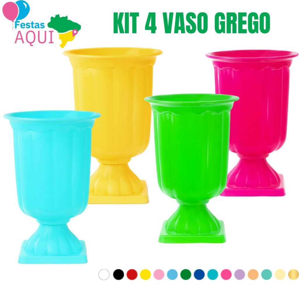 Kit 4 Vaso Grego 19 cm - Várias Cores em Oferta na Shopee