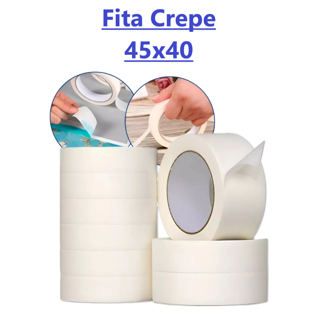 30 Rolos De fita Crepe Branca 45x40 Metros Direto Da Fabrica em Oferta na Shopee
