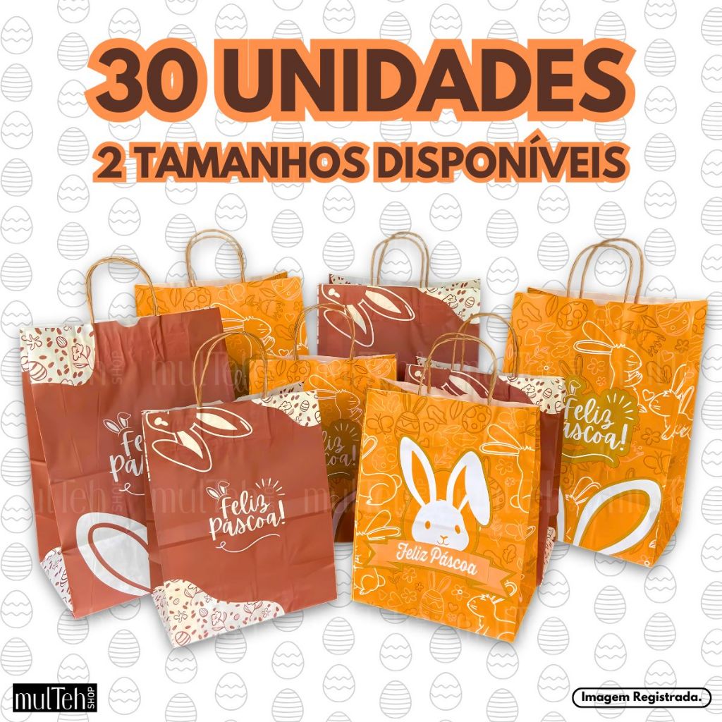 30 Unidades Sacola de Presente Papel Kraft Ovo de Páscoa Doces Bombom Chocolate Pacote Pct em Oferta na Shopee