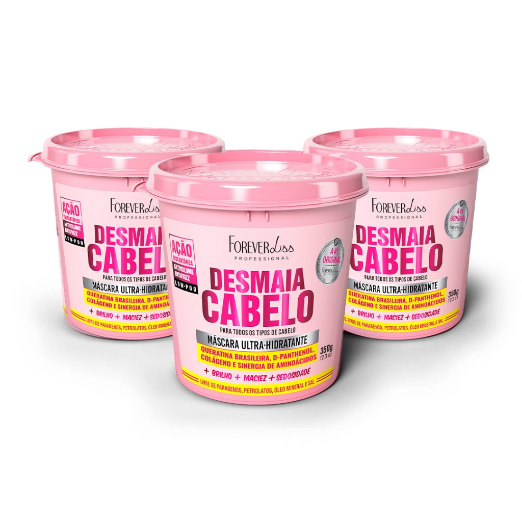 Kit com 3 Máscaras Desmaia Cabelo Forever Liss 350G