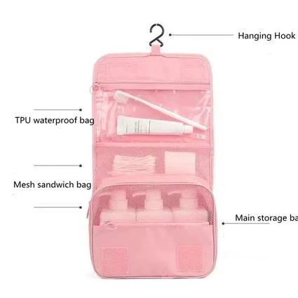 Necessaire Organizadora de Mala Higiene Cabide Gancho Dobrável Divisórias
