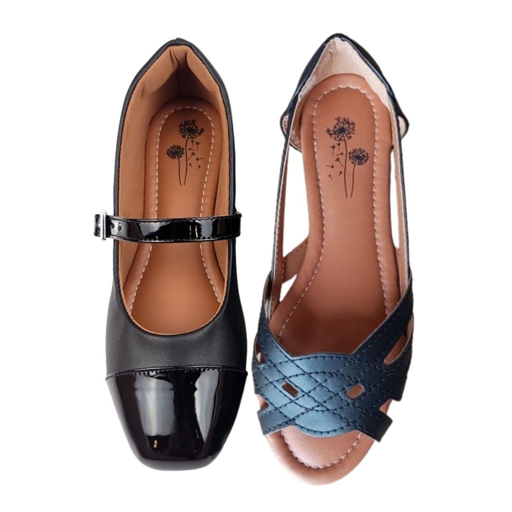 Kit 2 Calcados Feminino Boneca Preta Salomé Preto Confortavel Mocassim Sandalia Moda Sapato Tenis Bota Rasteira Sapatilh