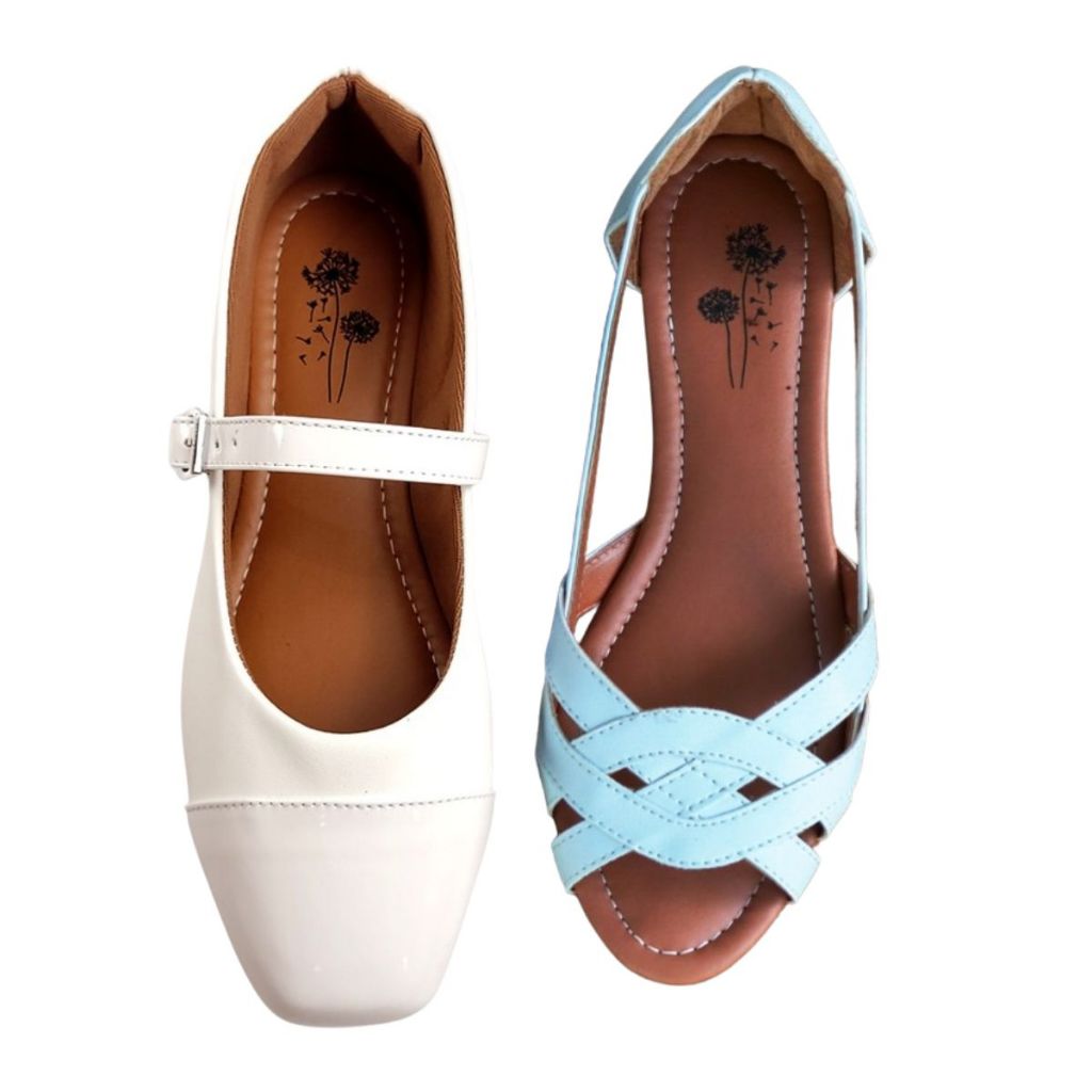 Kit 2 Calcados Feminino Boneca Branca Salomé Branco Confortavel Mocassim Sandalia Moda Sapato Tenis Bota Rasteira Sapati