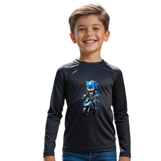 Camiseta Sonic Andando De Moto Térmica Juvenil Infantil Proteção Solar Uv 50+ Estampada Camisa em Oferta na Shopee