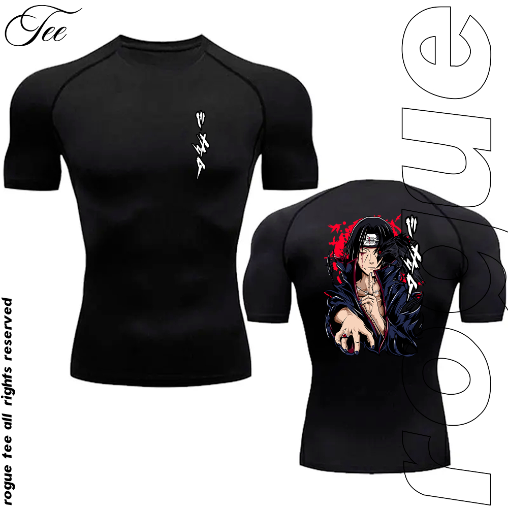 Camiseta De Compressão Dri-fit Itachi Uchiha Akatsuki Naruto Eyes Gotic Gym Academia Treino