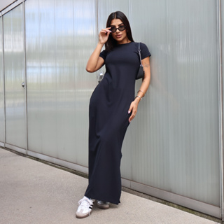 Vestido Longo Feminino Com mangas 100% Algodão Confort em Oferta na Shopee