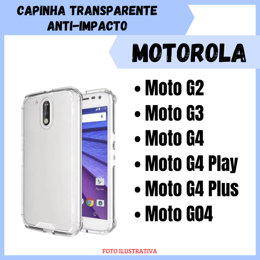 Capa Transparente Antiqueda Motorola Moto G2  / G3 / G4 / G4 Play / G4 Plus / G04 /  Capa de Silicone (CF09)