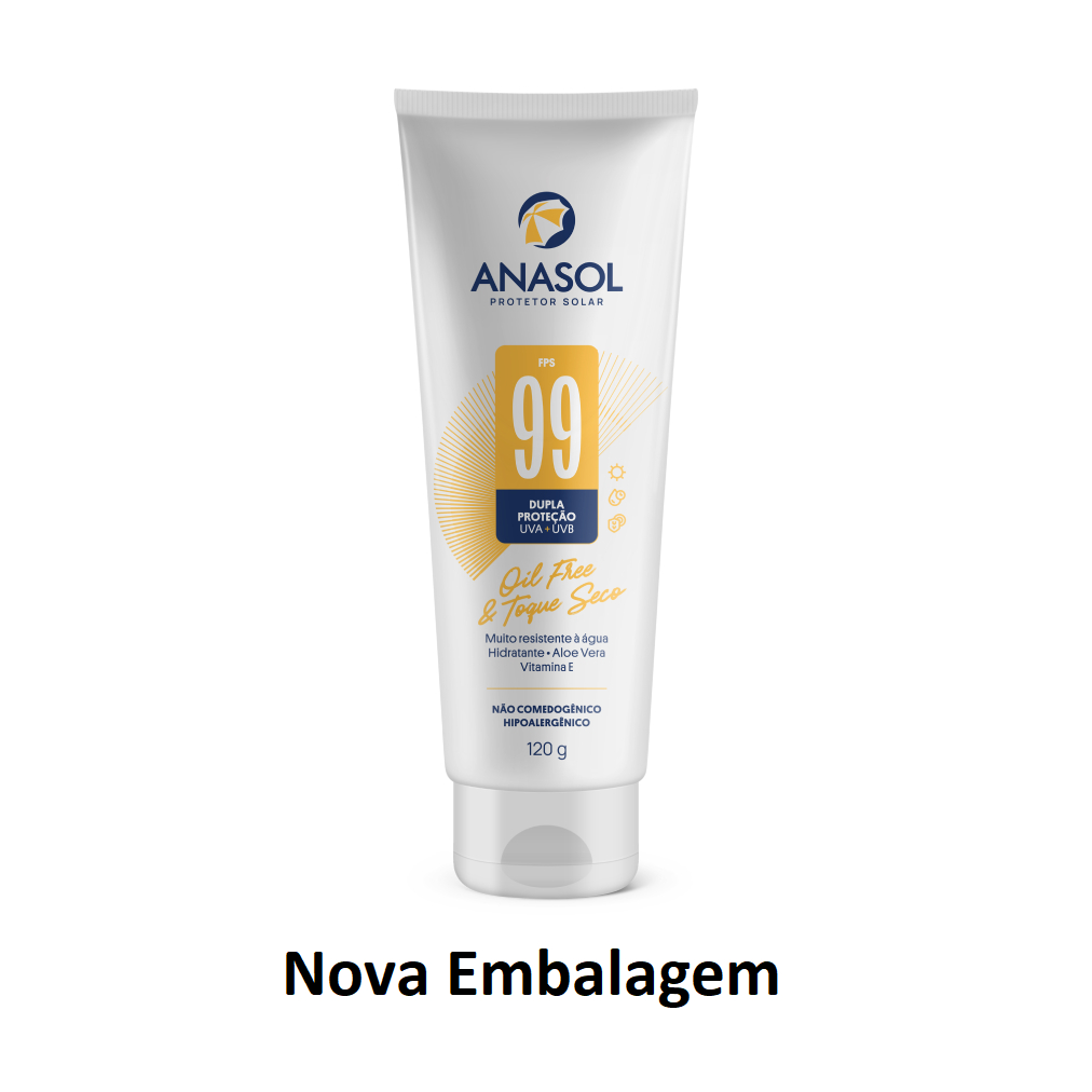 Protetor Solar Corporal em Creme Anasol Fps 99 Oil Free, Toque Seco com Aloe Vera e Vitamina E 120g em Oferta na Shopee