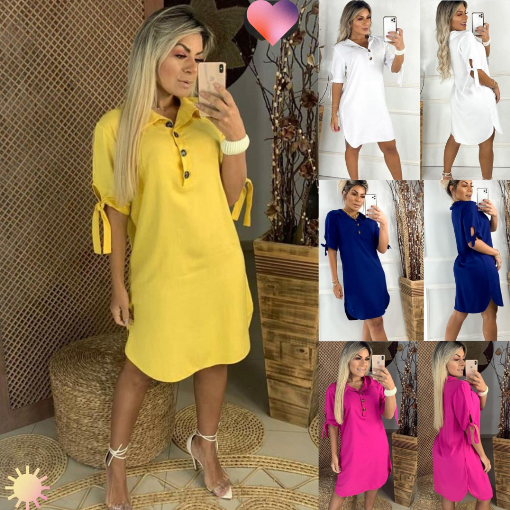 Vestido Camisão Chemise Luxo de Viscolinho Moda Blogueira Pronta Entrega em Oferta na Shopee