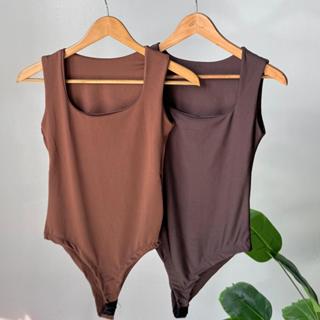 Kit 2 Body Feminino Decote Quadrado Alça Larga Regata Suplex Liso Casual