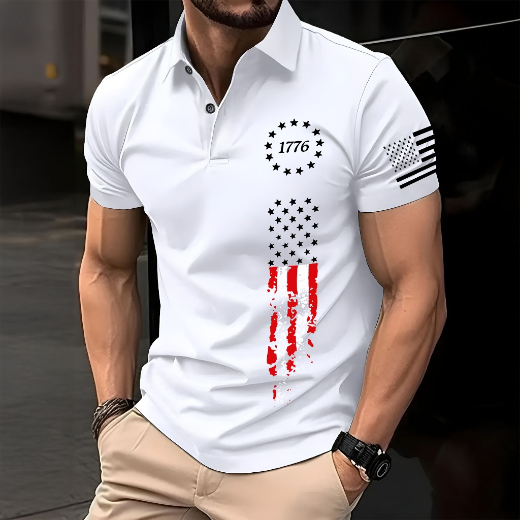 Camiseta Masculina  Polo American 1776 Manfiny Wear Camisa Piquet Street Wear