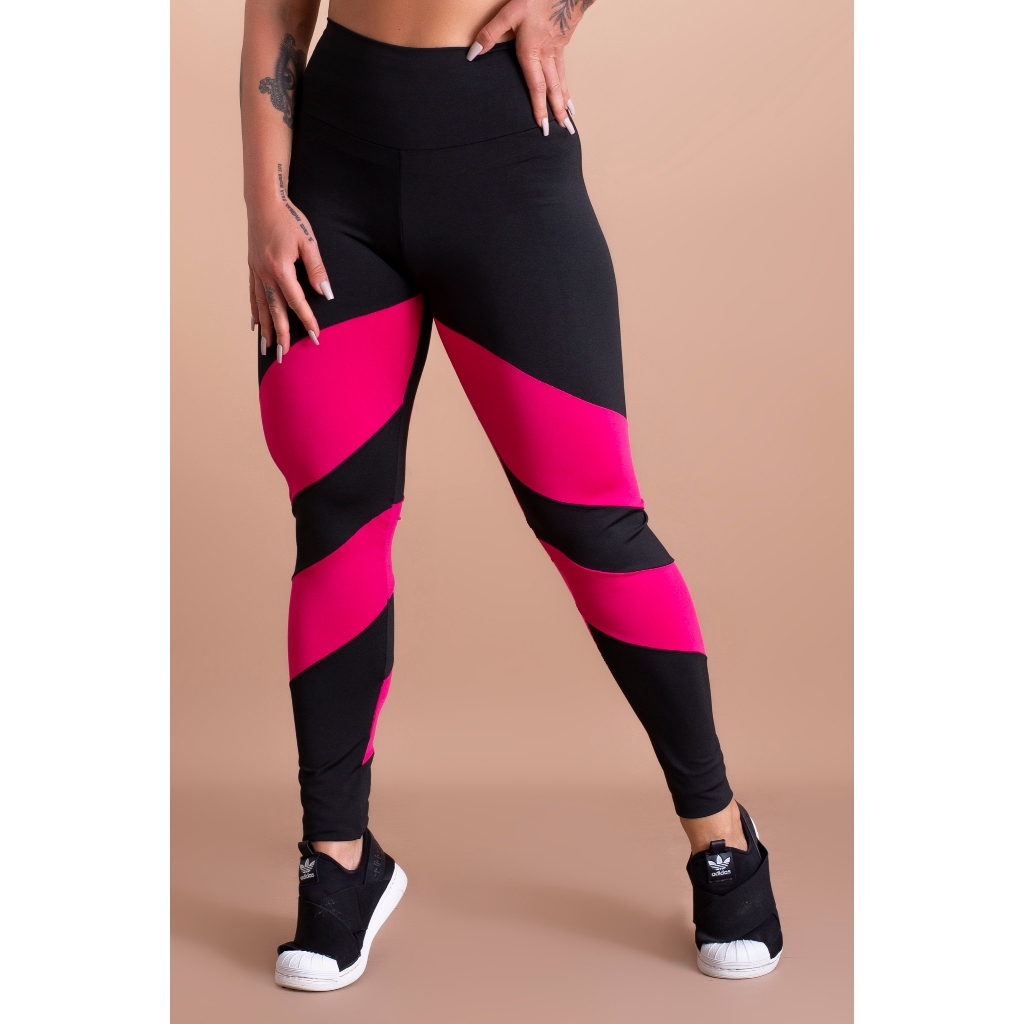 Calça Legging Cintura Alta Feminina Detalhe Perna Moda Academia Fitness GJR Modas em Oferta na Shopee