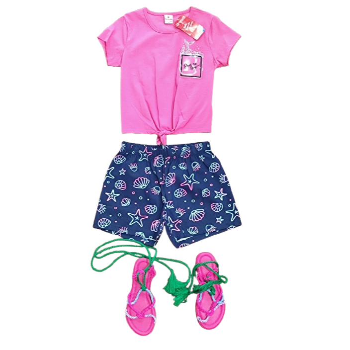 Conjuntos feminino de shout/blusas, short saia/blusas e saia/blusa das melhores marvas infanto juvenil. Tecido algodão,,