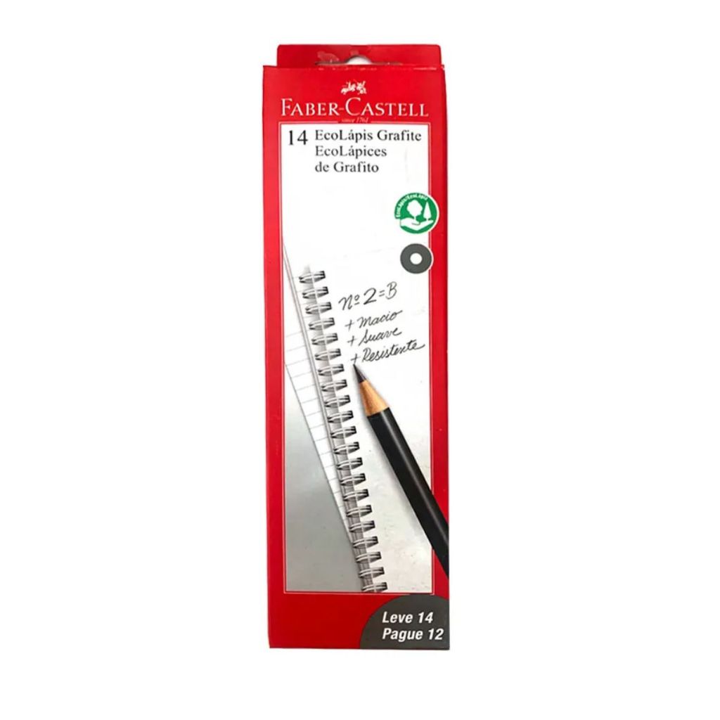 Caixa 14 Lápis Grafite Faber Castell N°2 EcoLápis Max Preto
