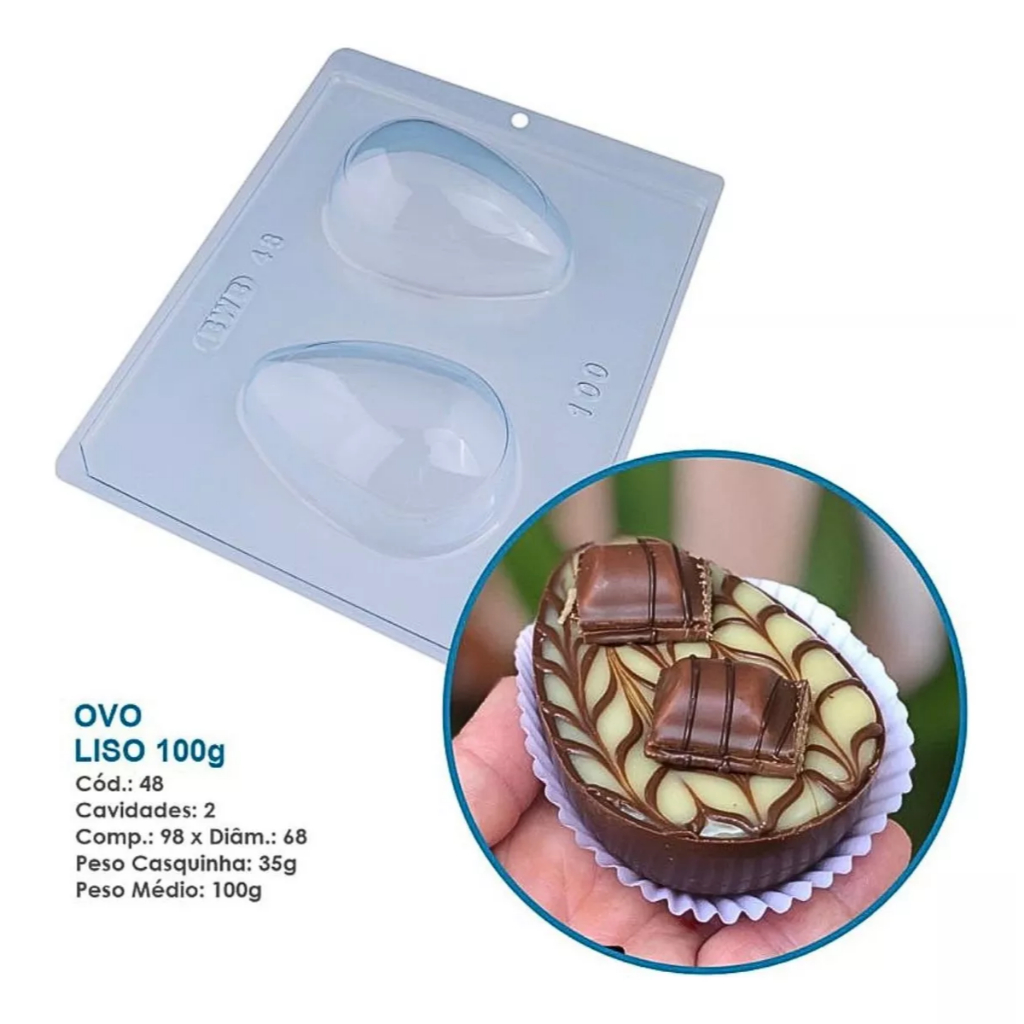Forma Páscoa Ovo Liso 100g Bwb C/ Silicone  2 Cavidades em Oferta na Shopee