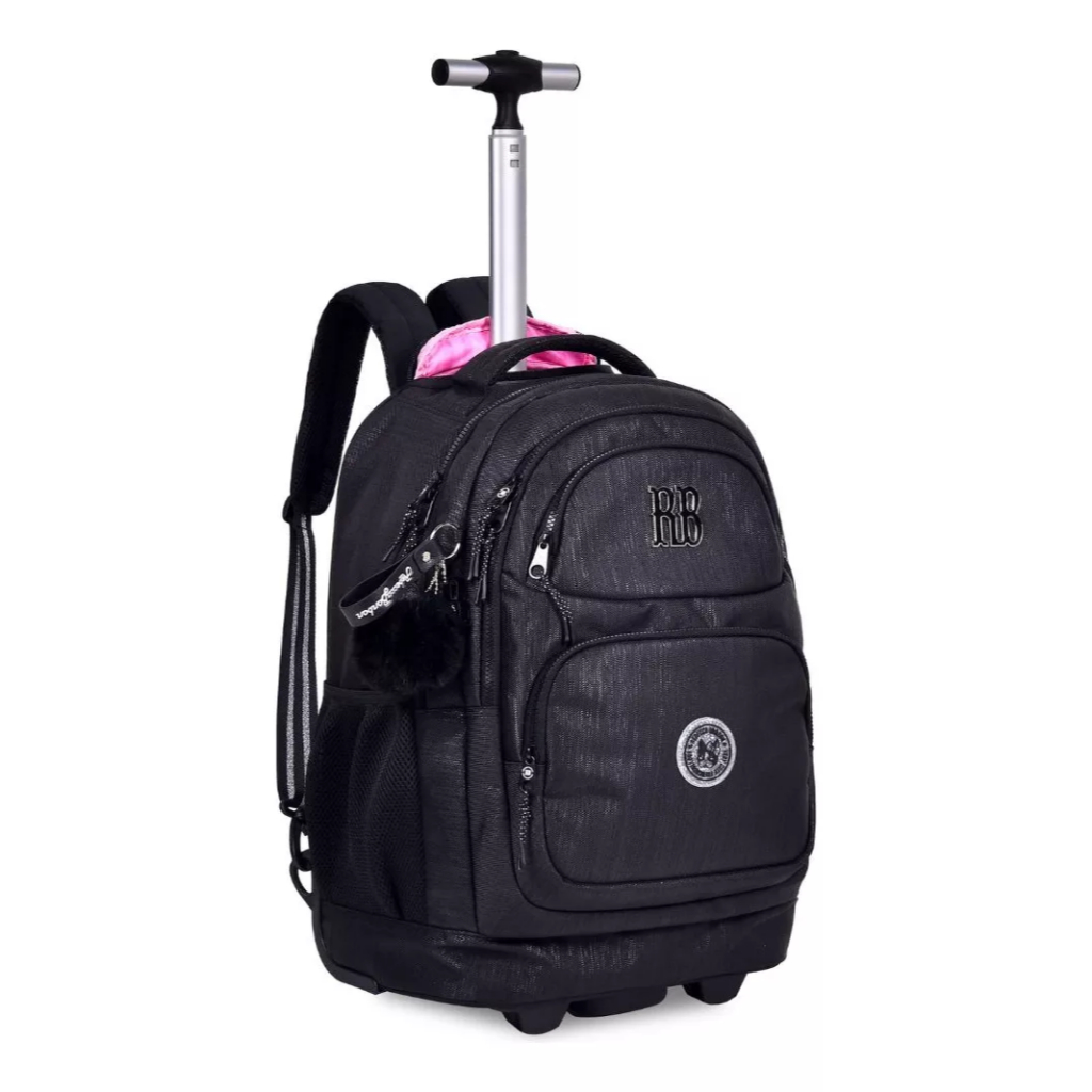 Mochila De Rodinha Carrinho Clio Rosa Rebecca Bonbon Juvenil Infantil Feminino Garota Escolar PRETA OU ROSA