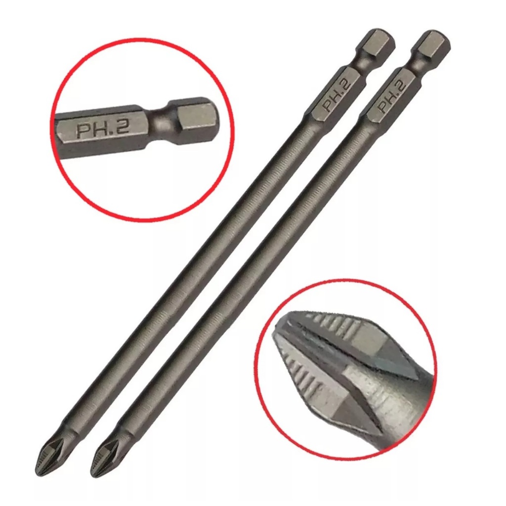 2 bits extra longo profissional para uso em parafusadeiras e ou furadeiras medida 1/4" PH2 x 150 mm