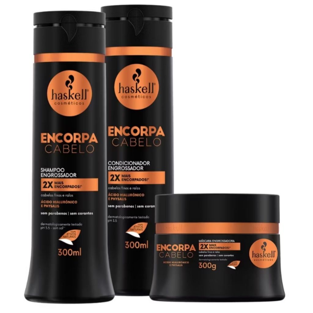 Kit Haskell 3 Itens Encorpa Cabelo Shampoo 300ml + Condicionador 300ml  + Mascara 300gr