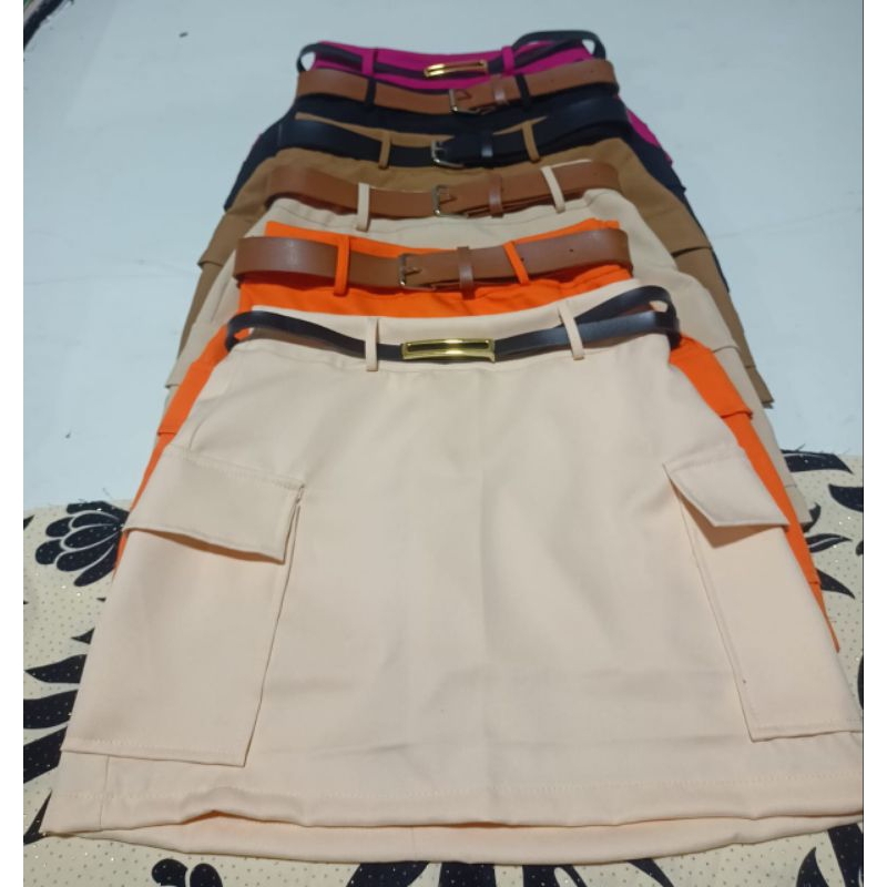 saía cargo de com cinto femenina em Oferta na Shopee